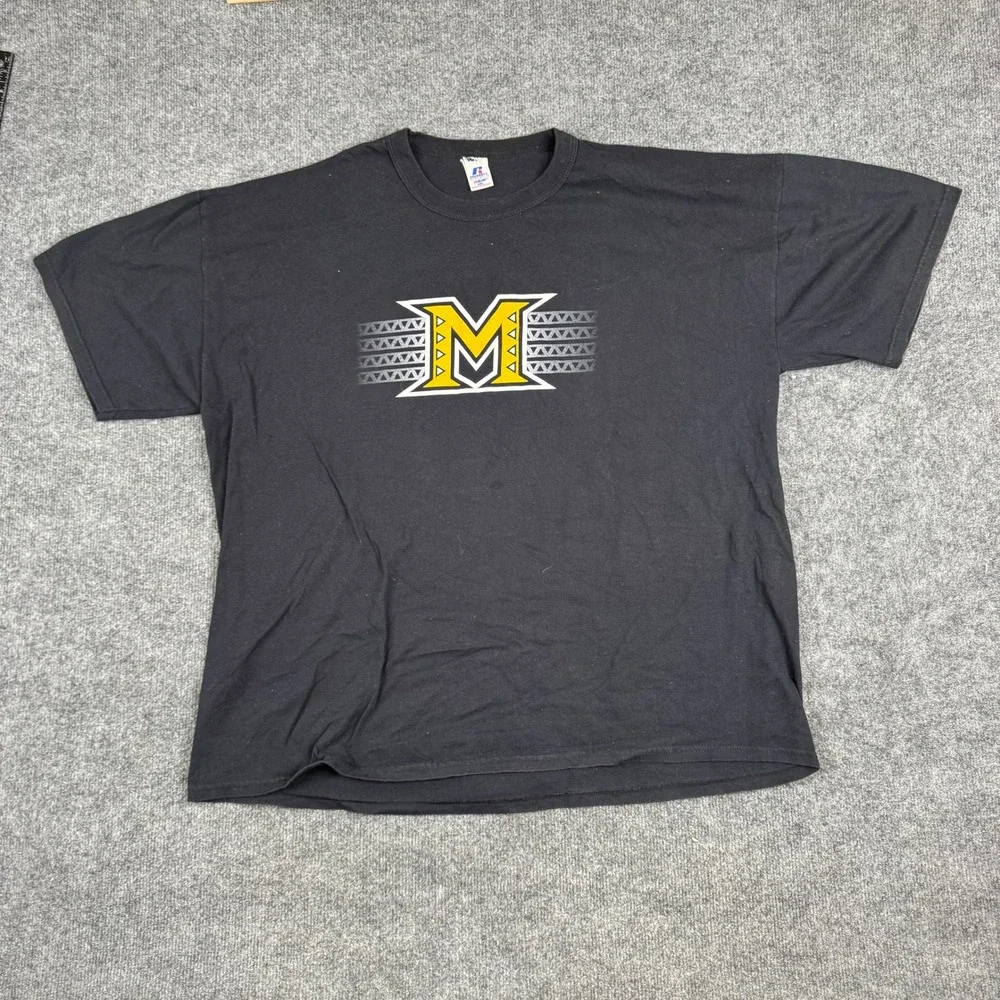 Russell Athletic T-Shirt Mens XXL Black Graphic M Short Sleeve Crewneck Cotton